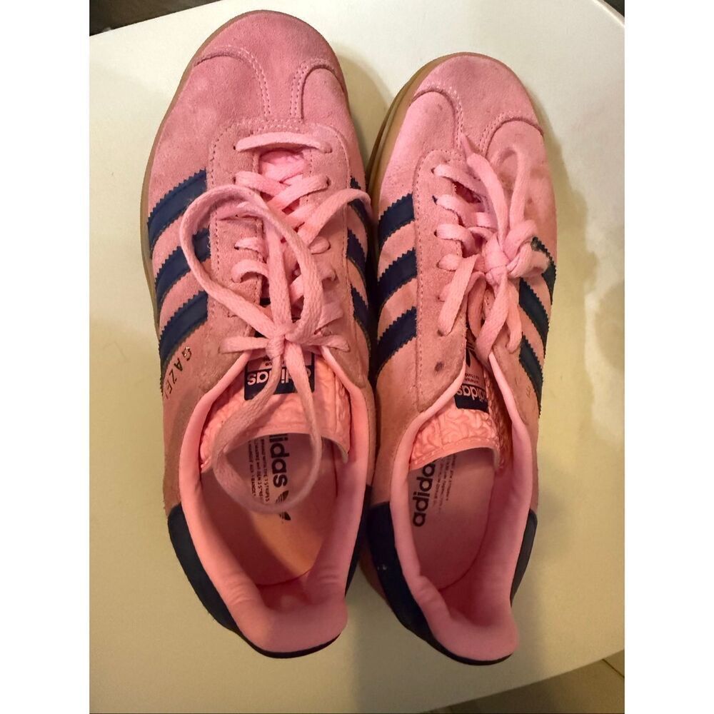 Adidas Women's Gum Platform Gazelle Sneakers Bold Pink Glow Suede Navy Size 7